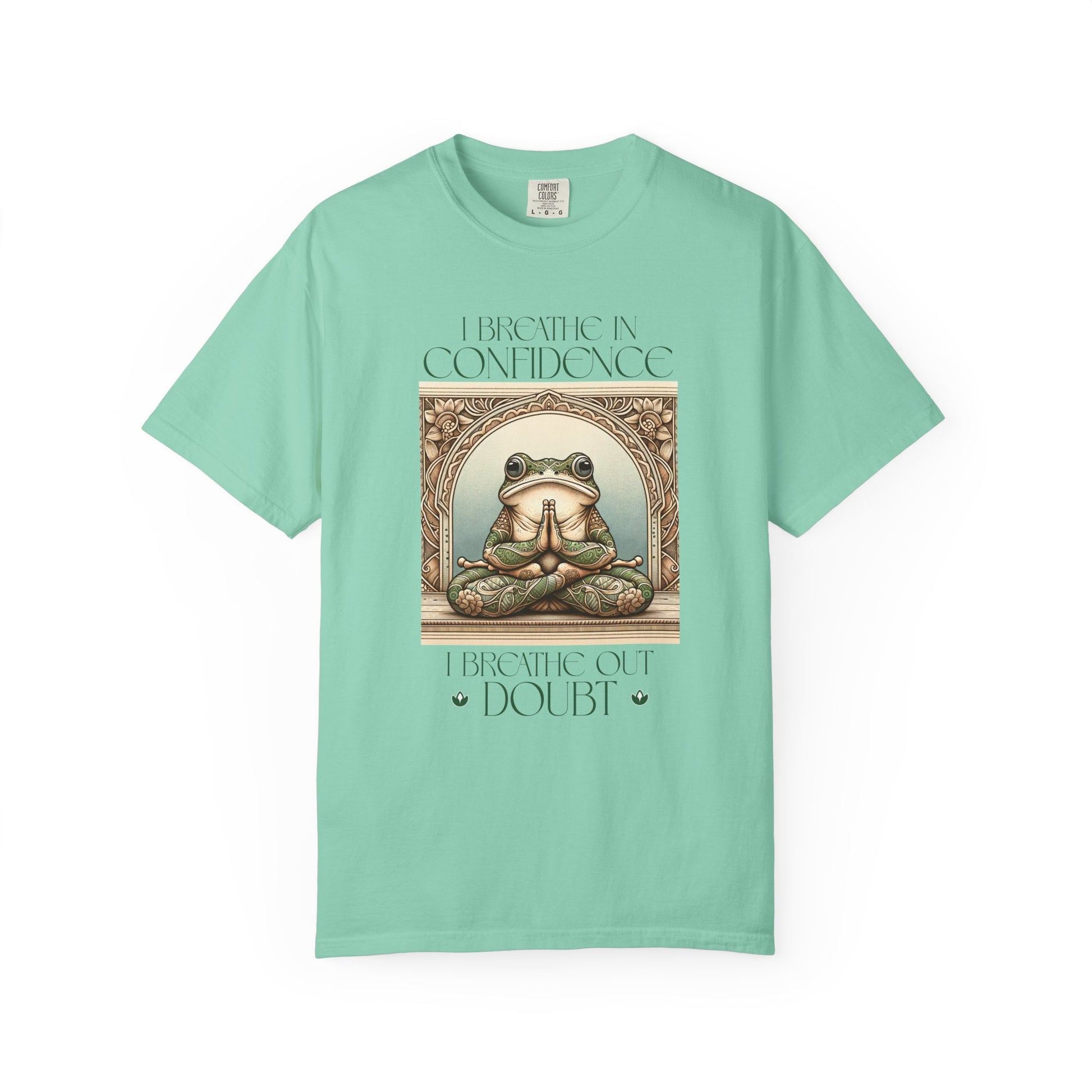 Yoga Frog Breath in Confidence Green Unisex T-Shirt, Casual Wear, Highlander Fan Gift, Comfortable Graphic Tee T-Shirt Printify Island Reef S