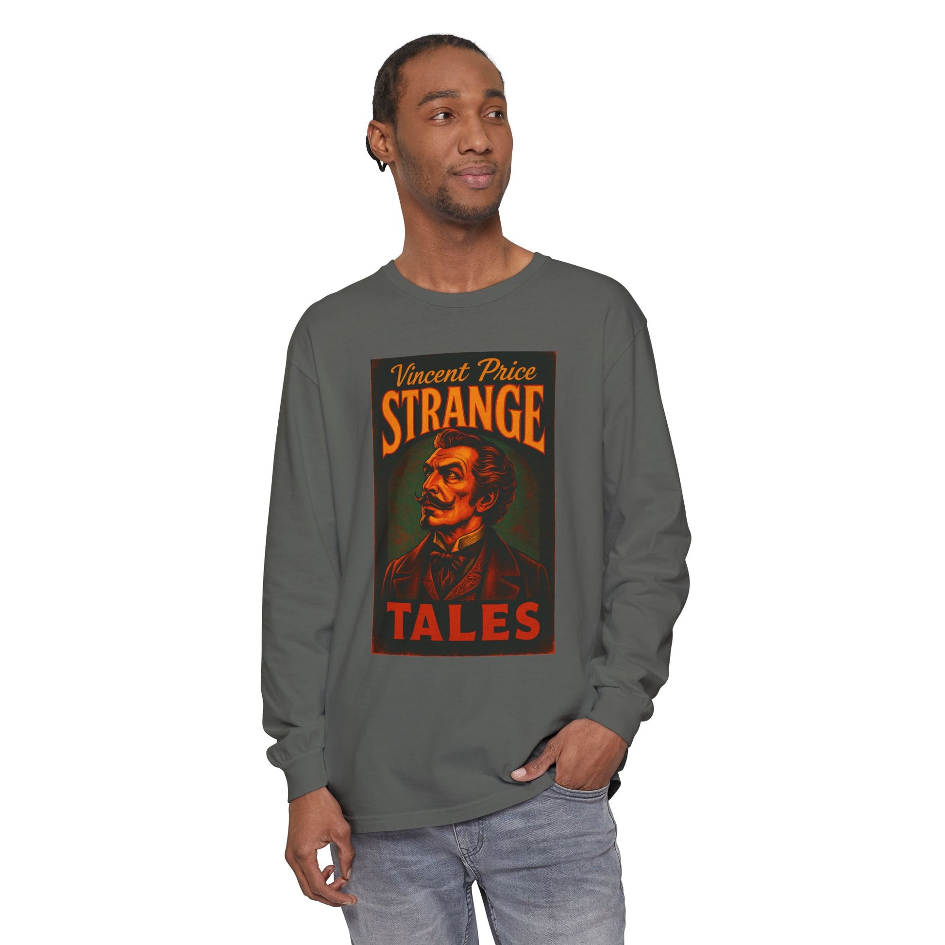 Vincent Price Strange Tales Long Sleeve T-Shirt, Vintage Horror Tee, Gothic Apparel, Halloween Costume, Retro Graphic Shirt Long-sleeve Printify