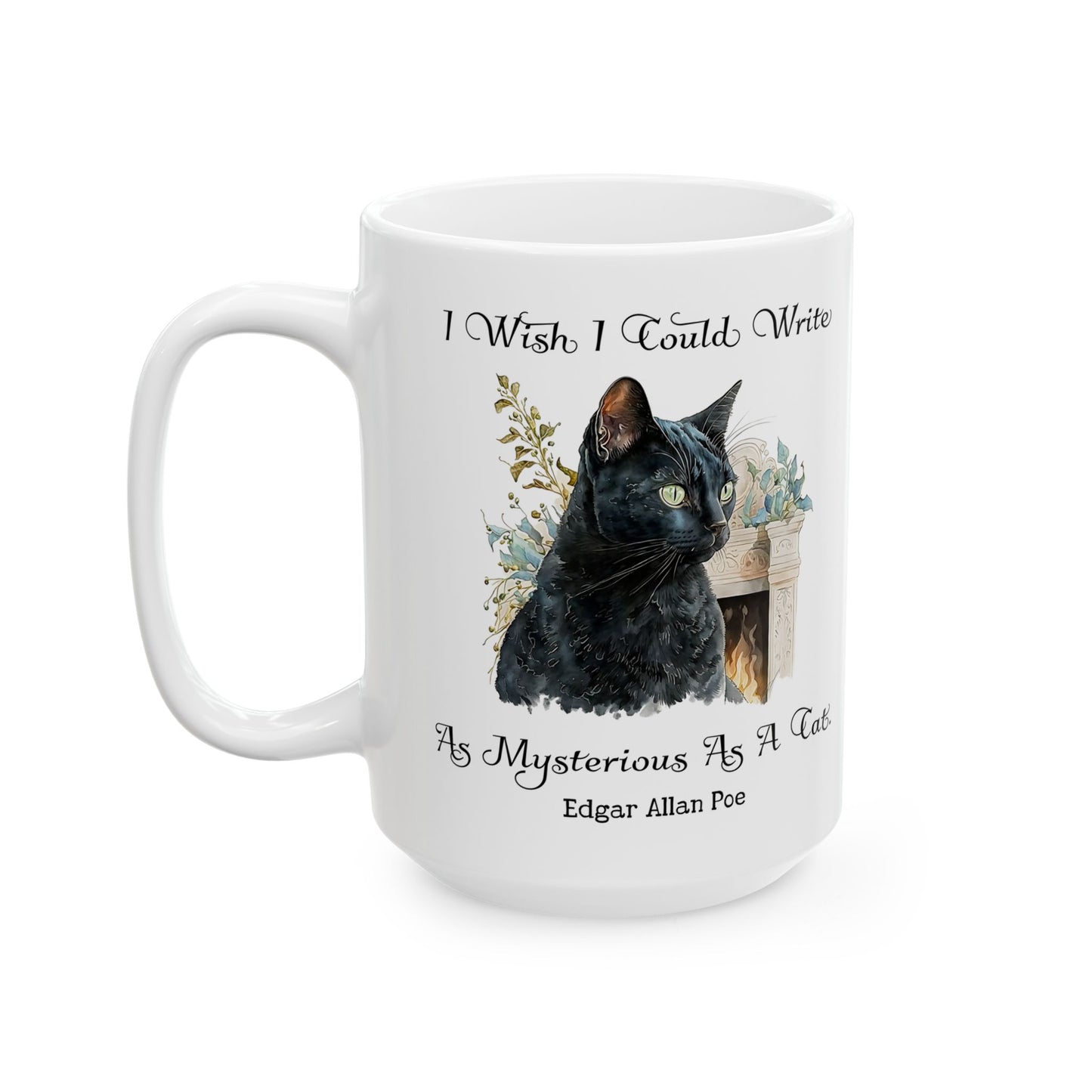 Edgar Allan Poe Coffee Mug Nevermore The Black Cat Coffee Cup Gift For Book Lover Reader Gift For Gothic Dark Academia Bookish Birthday Gift Mug Printify   