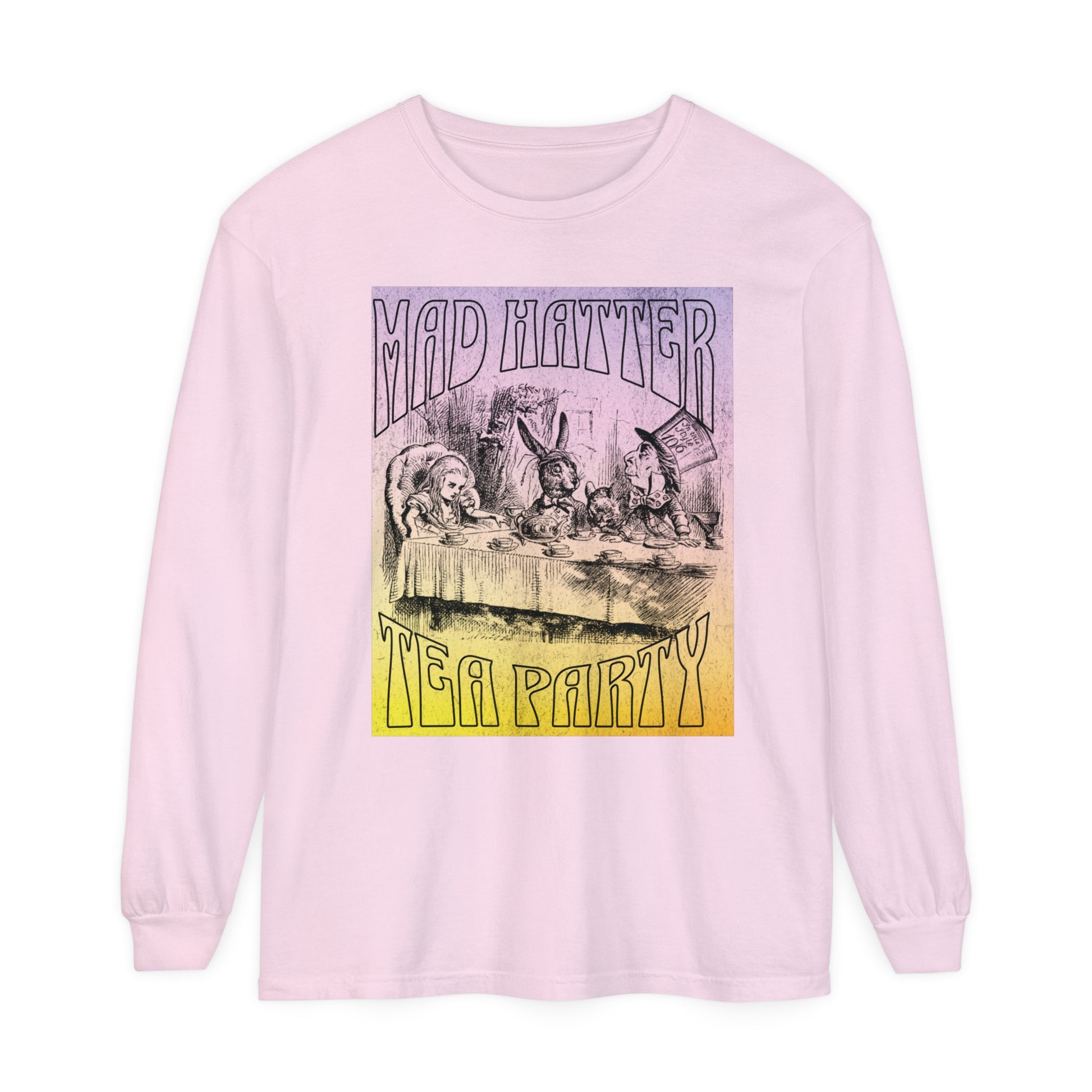 Retro Alice In Wonderland Long Sleeve Shirt, Lewis Carroll Whimsigoth Dark Academia TShirt, Mad Hatter's Tea Party Tee Bookish Booktok Gift Long-sleeve Printify Blossom S 