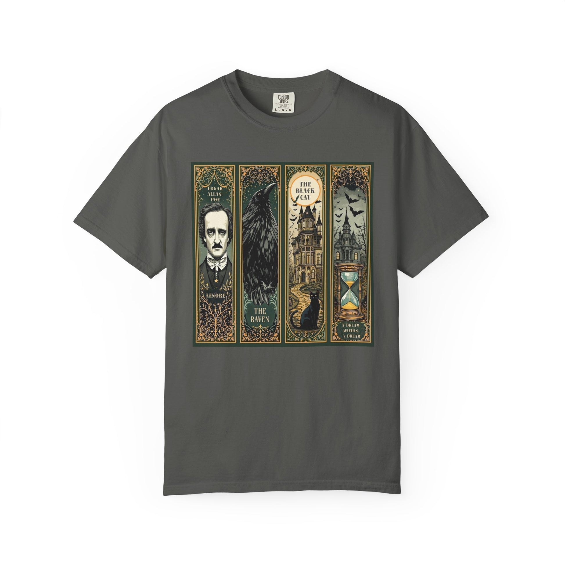 Edgar Allan Poe T-Shirt Gothic Graphic Tee The Raven Nevermore Quote Horror Literature Shirt Dark Academia Aesthetic Halloween Party Gift T-Shirt Printify Pepper S