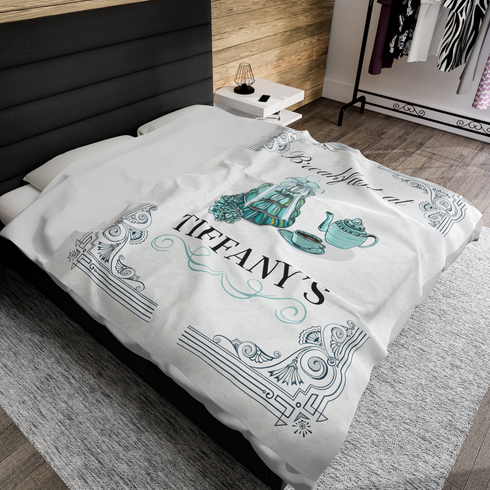 Breakfast at Tiffany's T & Co Throw Blanket, Soft Classic Audrey Hepburn, Book Lover Reading, Movie Watching Blanket, Truman Capote Fan Gift All Over Prints Printify   