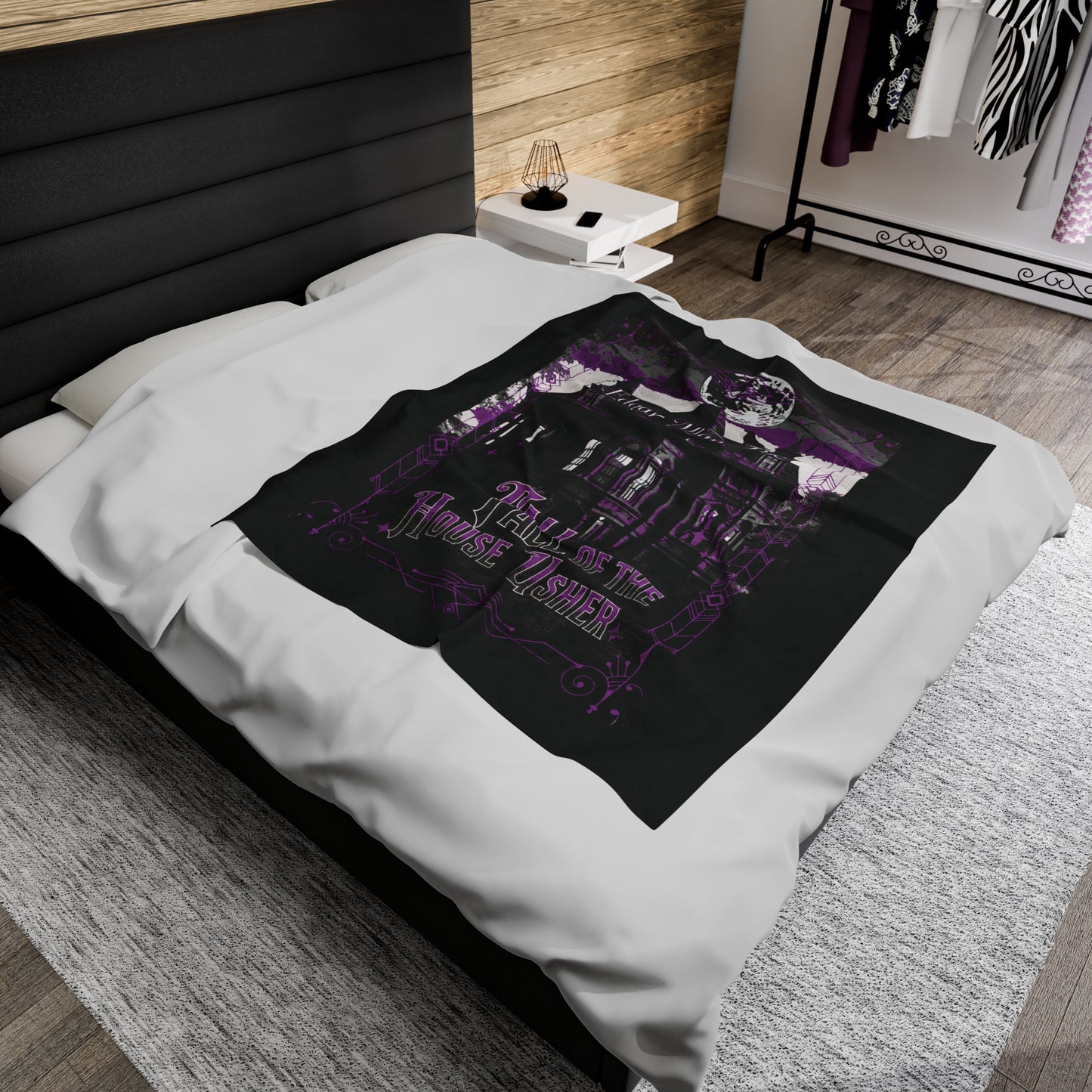 Edgar Allan Poe, The Fall Of The House Of Usher Throw Blanket, Book Lover Reading Blanket, Gothic Dark Academia, Horror Movie Watching Plush All Over Prints Printify   