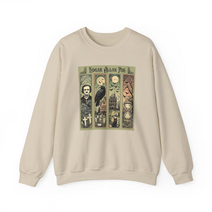 Edgar Allan Poe Sweatshirt The Raven Nevermore Gothic Horror Sweater Dark Academia Macabre Halloween Gift for Book Lovers Birthday Christmas Sweatshirt Printify Sand S