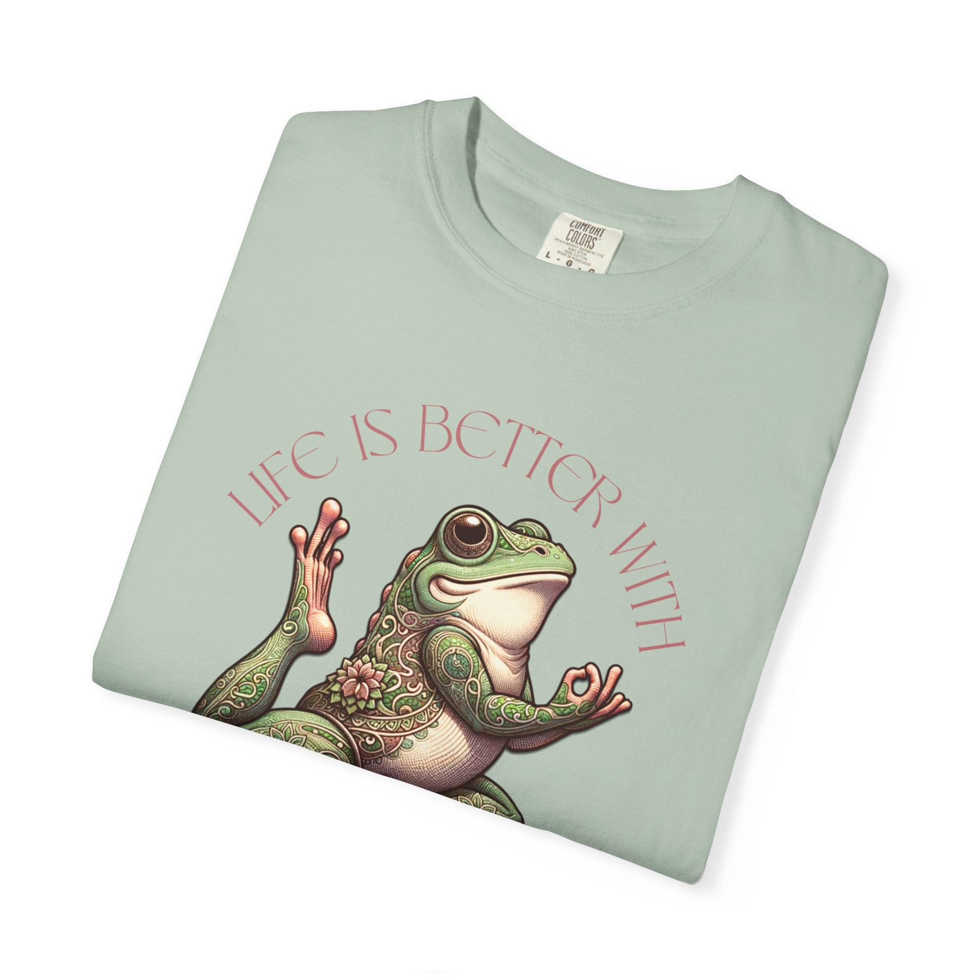 Pink Yoga Frog Life Is Better With Yoga Unisex T-Shirt, Casual Wear, Highlander Fan Gift, T-Shirt Printify