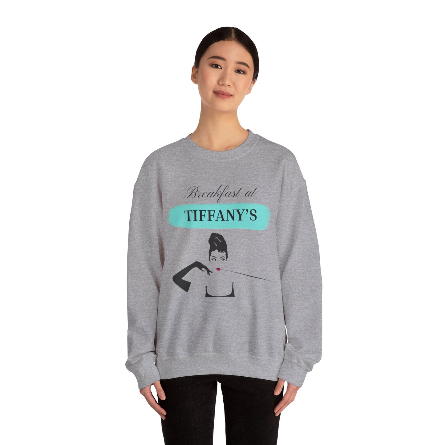 Breakfast at Tiffany's T & Co Sweatshirt , Classic Audrey Crew, Girls Brunching Weekend Sweater, Women's Shirt, Truman Capote Fan Gift Sweatshirt Printify   