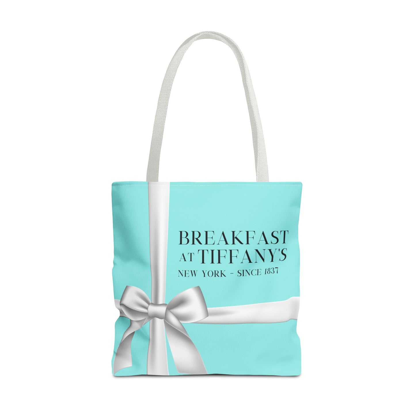 Personalized Breakfast At Tiffany's Tote Bag Retro Audrey Hepburn Theme Gift For Bridal Shower Party Favor Birthday Gift Bride Tote Bags Bags Printify 18" × 18'' White 