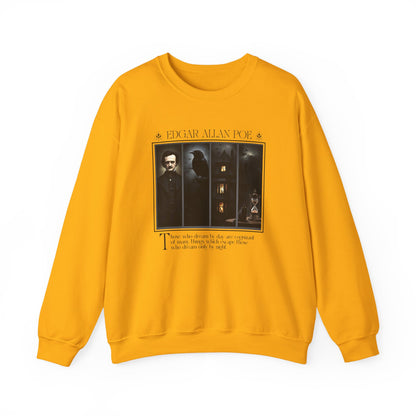 Edgar Allan Poe Sweatshirt The Raven Nevermore Gothic Horror Sweater Dark Academia Macabre Halloween Gift for Book Lovers Birthday Christmas Sweatshirt Printify Gold S