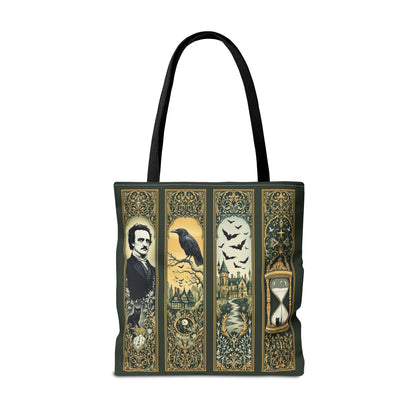 Edgar Allan Poe Tote Bag Gothic Literary Gift for Book Lover Dark Academia Macabre Accessory Halloween Tote Fall School Bag for Poetember Bags Printify