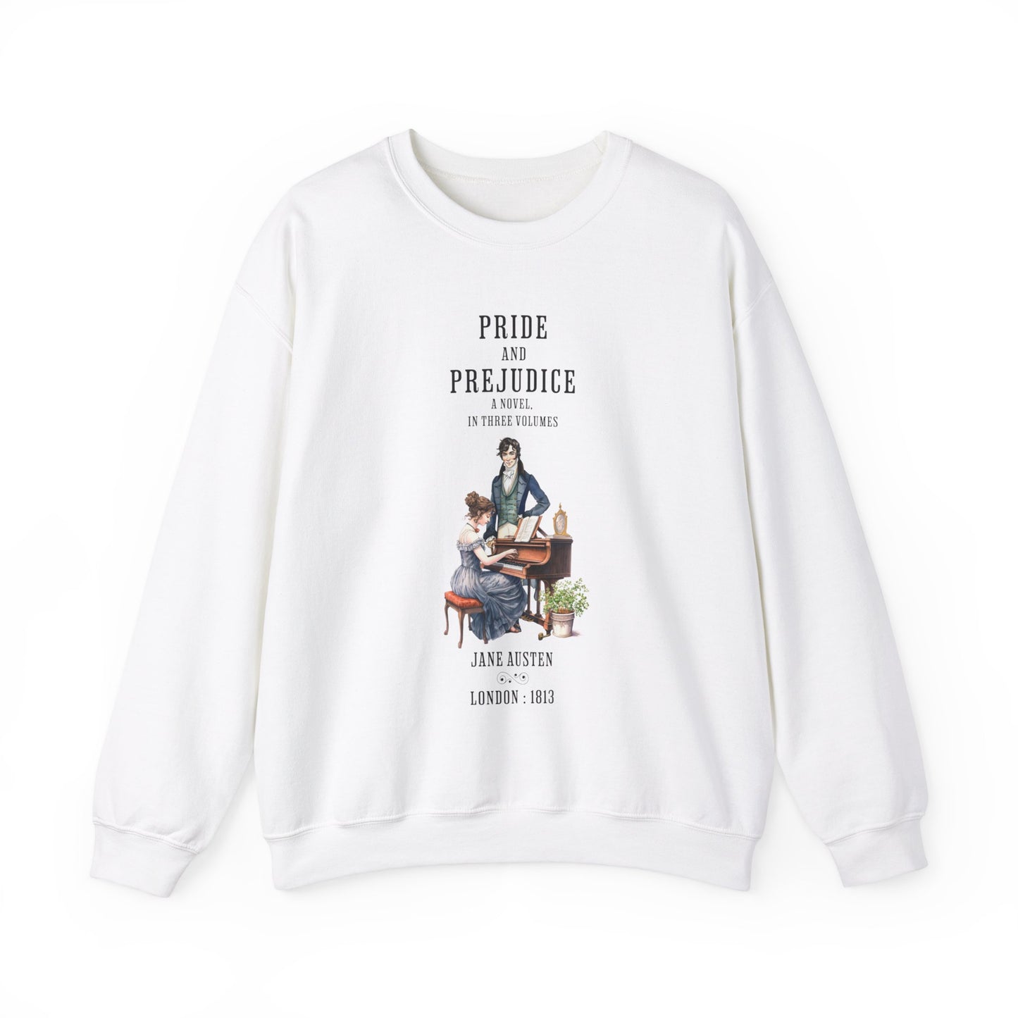 Jane Austen Sweatshirt, Pride & Prejudice Historical Romance Sweater, Bookish Literary Jane Austen Fan Art Gift for Her, Bookclub Shirt Sweatshirt Printify S White 