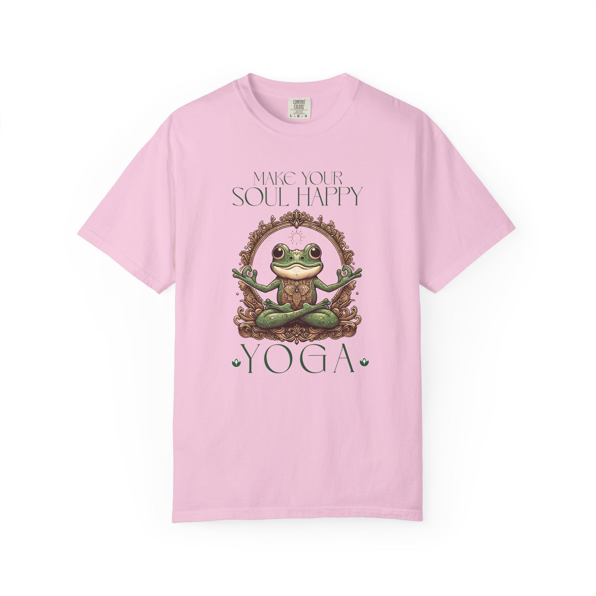 Green Yoga Frog Make Your Soul Happy Unisex T-Shirt, Casual Wear, Highlander Fan Gift, T-Shirt Printify Blossom S