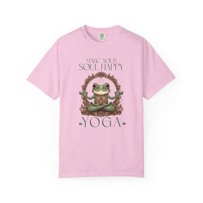 Green Yoga Frog Make Your Soul Happy Unisex T-Shirt, Casual Wear, Highlander Fan Gift, T-Shirt Printify Blossom S
