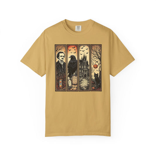 Edgar Allan Poe T-Shirt Gothic Graphic Tee The Raven Nevermore Quote Horror Literature Shirt Dark Academia Aesthetic Halloween Party Gift T-Shirt Printify Mustard S
