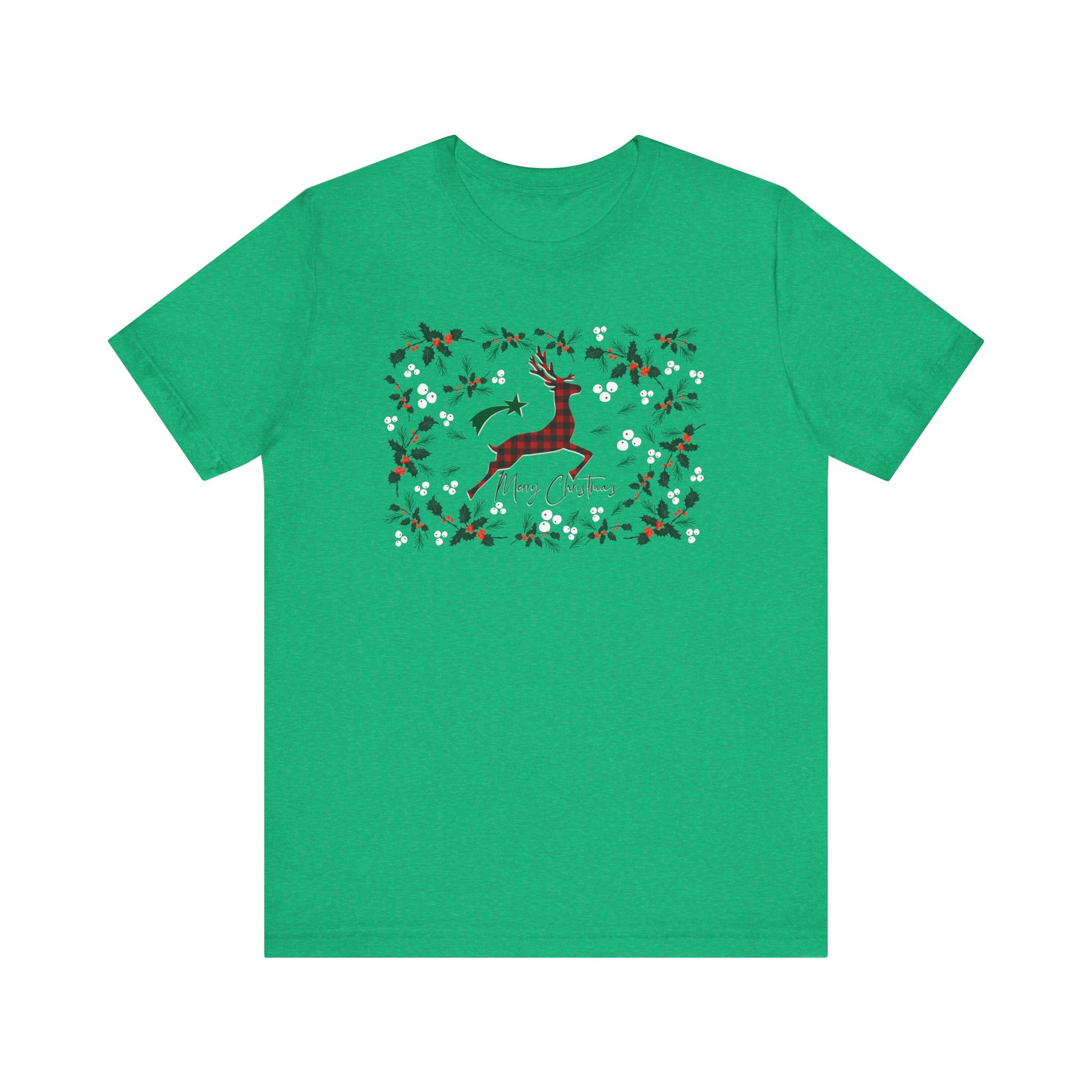 Merry Christmas Plaid Reindeer Shirt, Country Reindeer Shirt, Christmas Family Shirt, Christmas Shirt, Merry Christmas Shirt, Christmas Gift T-Shirt Printify Heather Kelly XS 