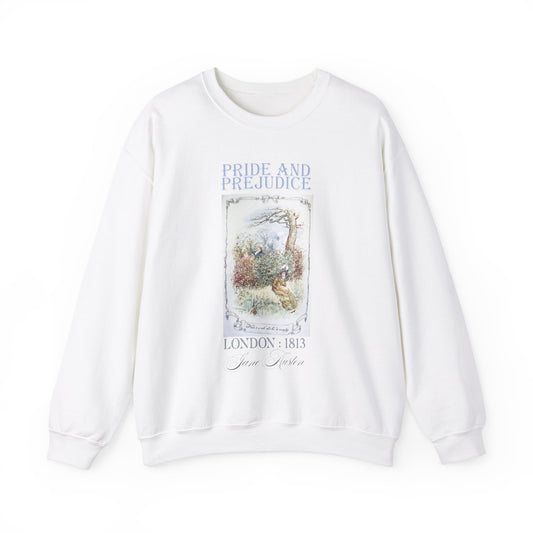 Jane Austen Sweatshirt, Pride & Prejudice Historical Romance Sweater, Bookish Literary Jane Austen Fan Art Gift for Her, Bookclub Shirt Sweatshirt Printify S White 