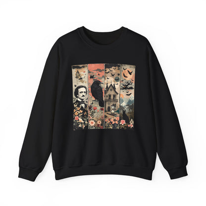 Edgar Allan Poe Sweatshirt The Raven Nevermore Gothic Horror Sweater Dark Academia Macabre Halloween Gift for Book Lovers Birthday Christmas Sweatshirt Printify Black S
