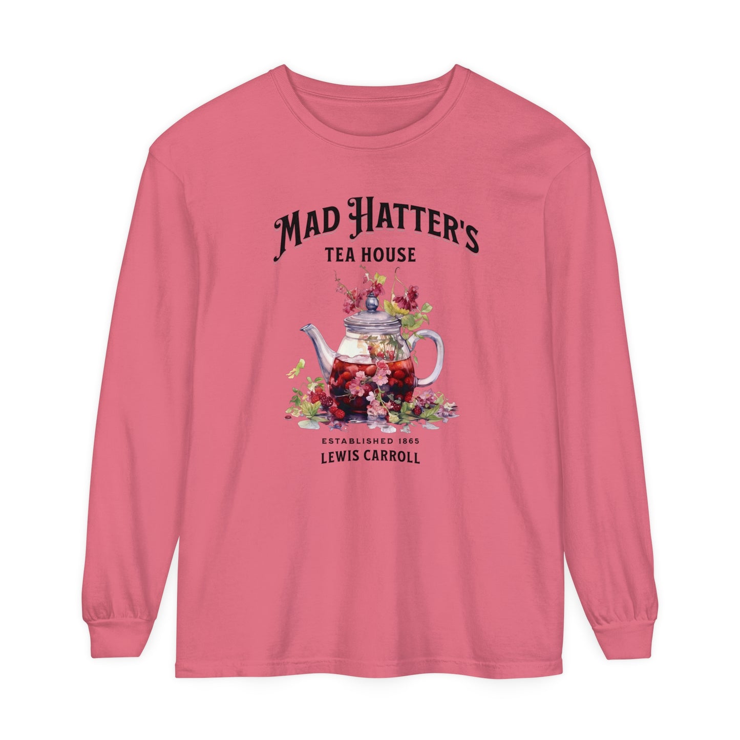 Mad Hatter's Tea Long Sleeve Shirt Alice In Wonderland Lewis Carroll Whimsigoth Academia TShirt Mad Hatter Tea Party Tee Bookish Booktok Long-sleeve Printify Watermelon S 