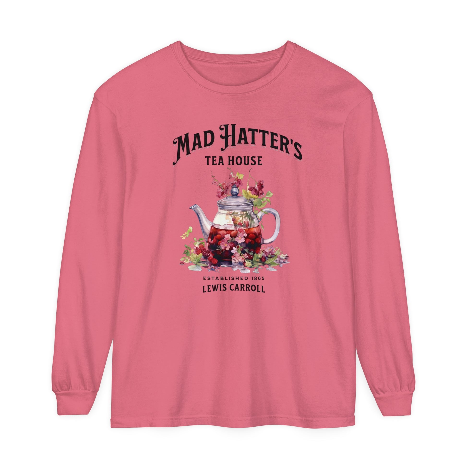 Mad Hatter's Tea Long Sleeve Shirt Alice In Wonderland Lewis Carroll Whimsigoth Academia TShirt Mad Hatter Tea Party Tee Bookish Booktok Long-sleeve Printify Watermelon S 