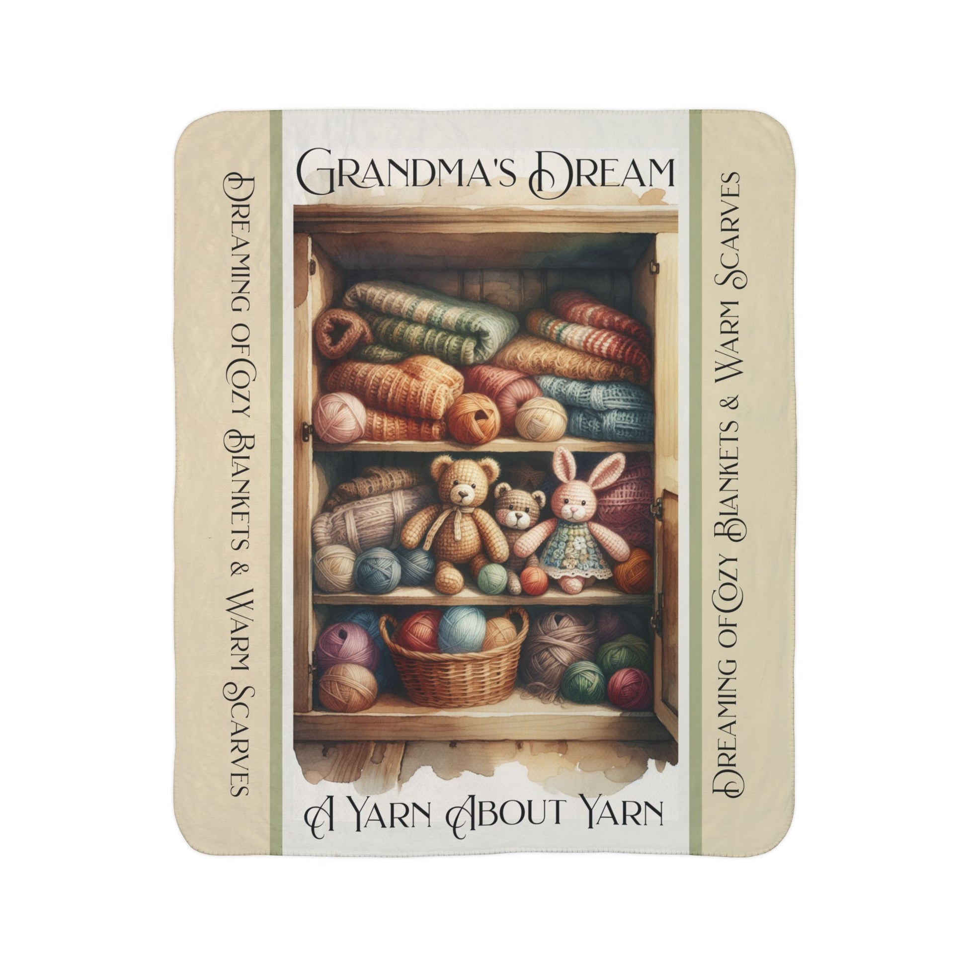 Grandma's Dream Sherpa Home Decor Printify 50" × 60" Beige 