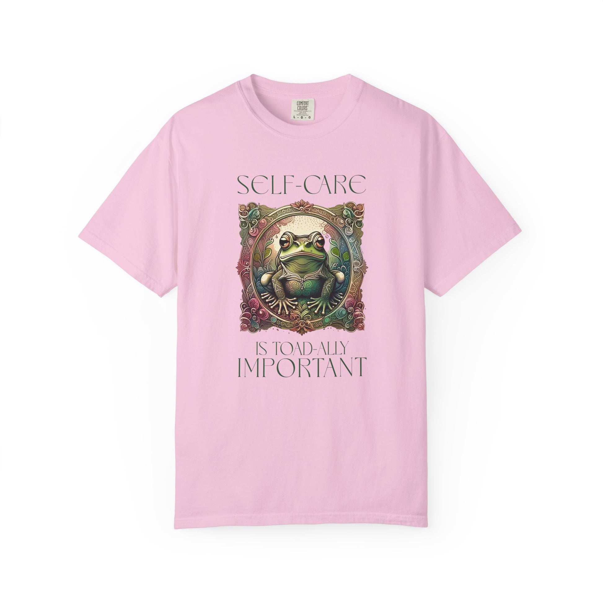 Green Yoga Frog Self-Care Is Toad-ally Important Unisex T-Shirt, Casual Wear, Highlander Fan Gift, T-Shirt Printify Blossom S