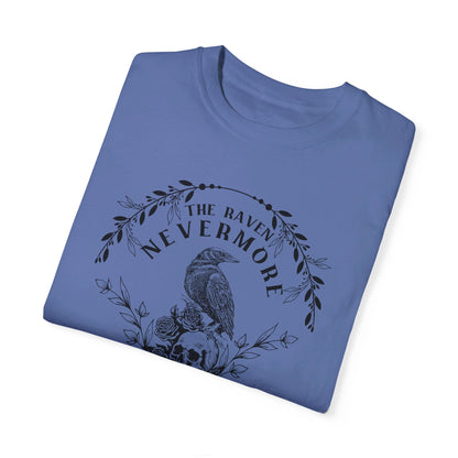 Edgar Allan Poe, Nevermore The Raven Comfort Colors TShirt, Book Lover, Halloween, Haunting Gothic Gift, Light, Dark Academia, Horror Movie T-Shirt Printify   