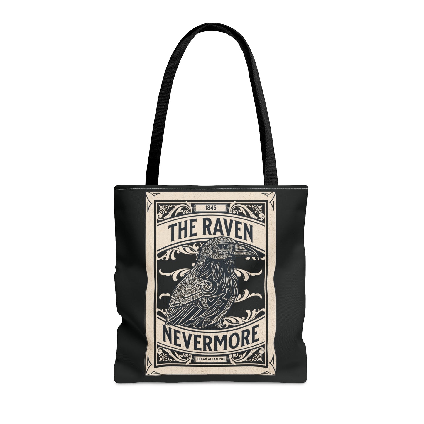 Edgar Allan Poe Tote Bag, The Raven Nevermore Shoulder Bag, Book, Library, Grocery, Travel Bag, Dark Academia, Bookish, Bookclub Gift, Bags Printify Medium  