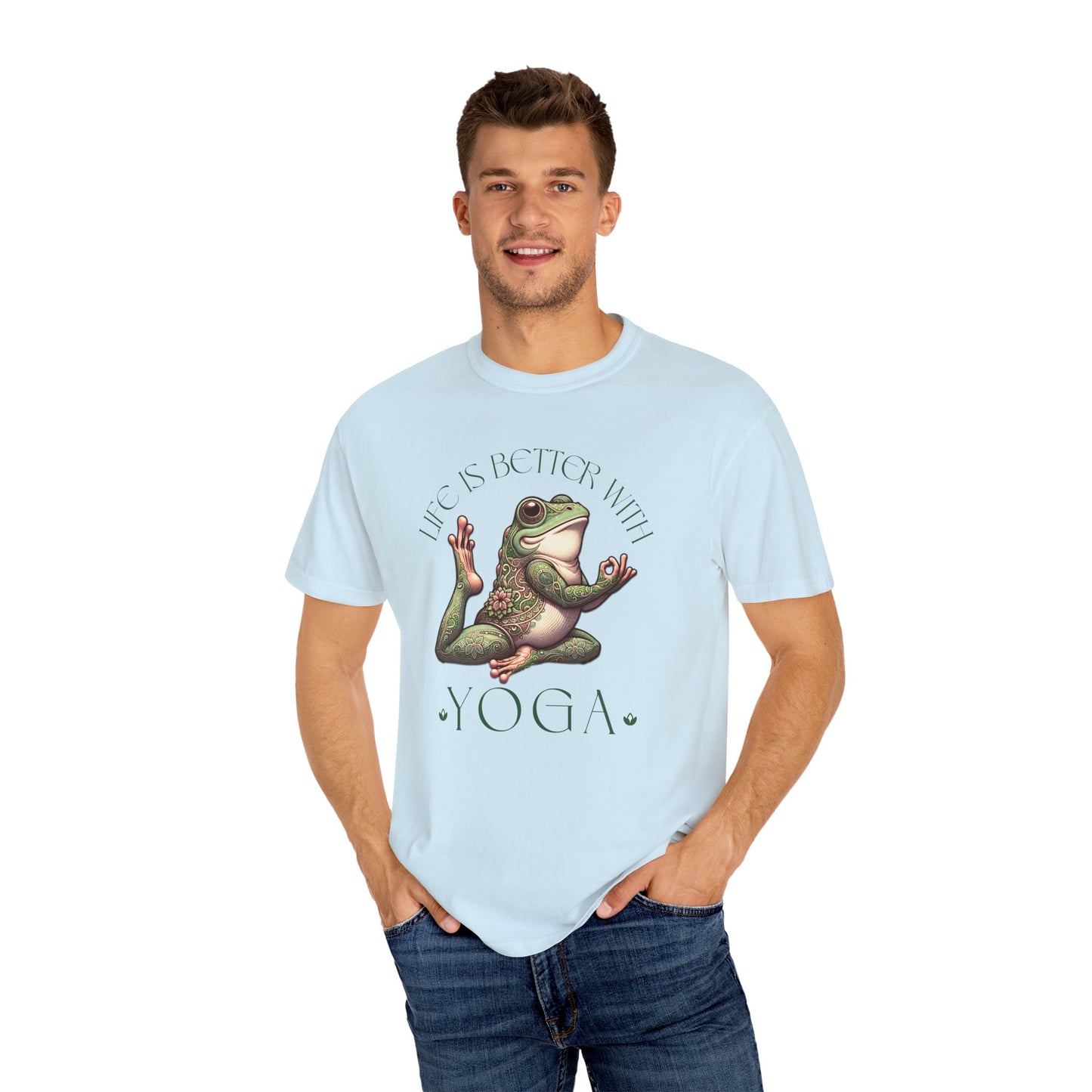 Green Yoga Frog Life Is Better With Yoga Unisex T-Shirt, Casual Wear, Highlander Fan Gift,