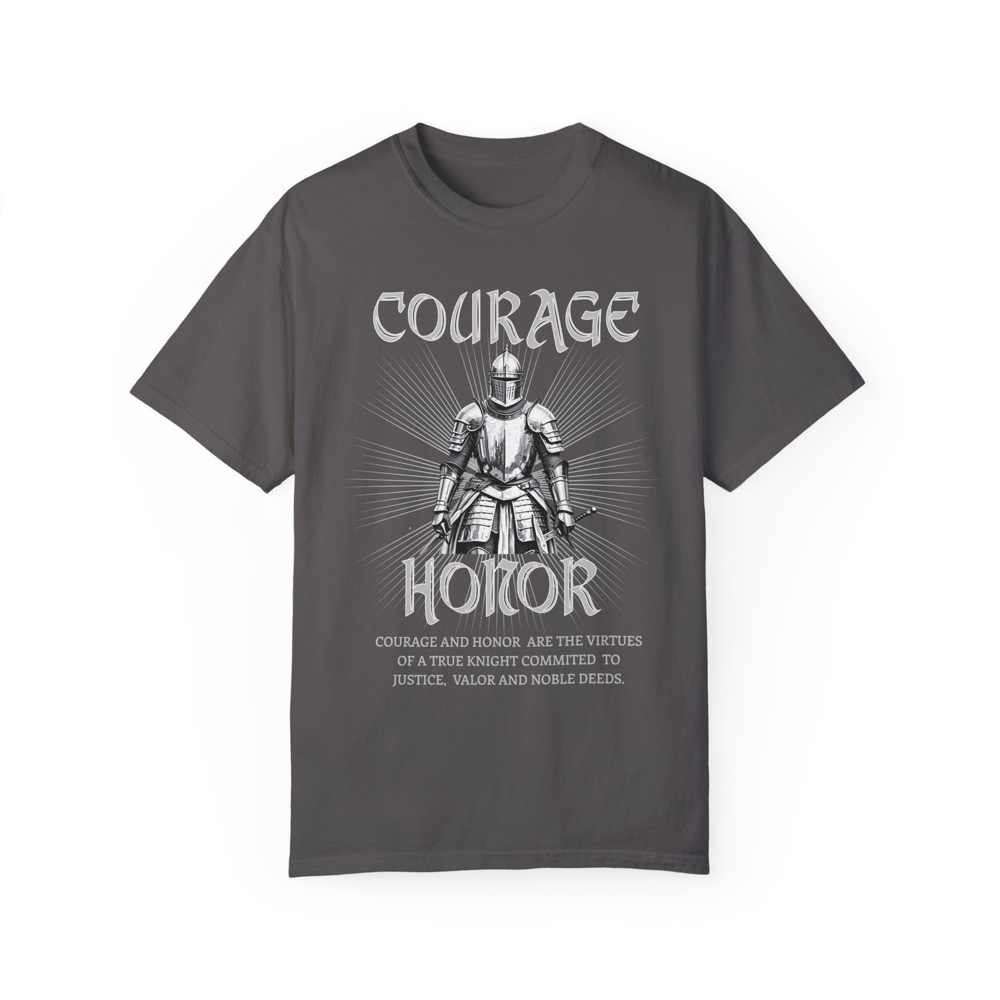 Medieval Knight Courage and Honor T-shirt Renfaire Renaissance Fair Comfortable Festival Tee Perfect Gift for History Lovers Ren-faire Gift T-Shirt Printify Graphite S