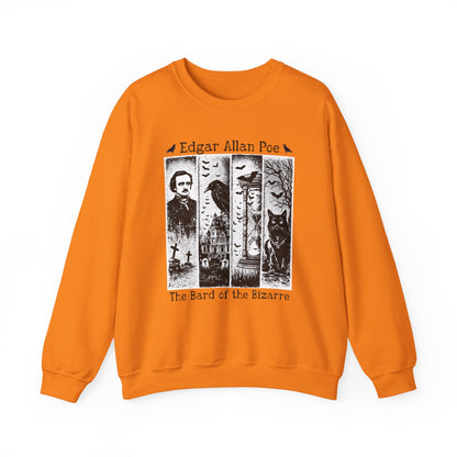 Edgar Allan Poe Sweatshirt The Raven Nevermore Gothic Horror Sweater Dark Academia Macabre Halloween Gift for Book Lovers Birthday Christmas Sweatshirt Printify Safety Orange S