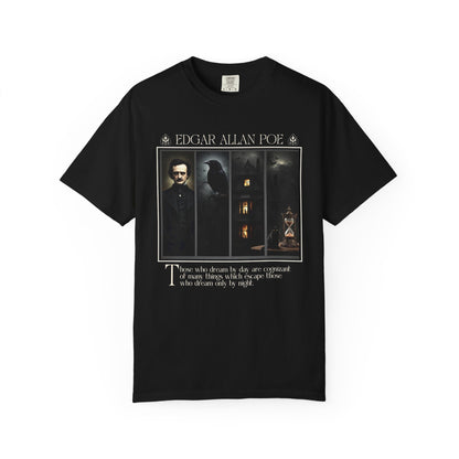 Edgar Allan Poe T-Shirt Gothic Graphic Tee The Raven Nevermore Quote Horror Literature Shirt Dark Academia Aesthetic Halloween Party Gift T-Shirt Printify Black S