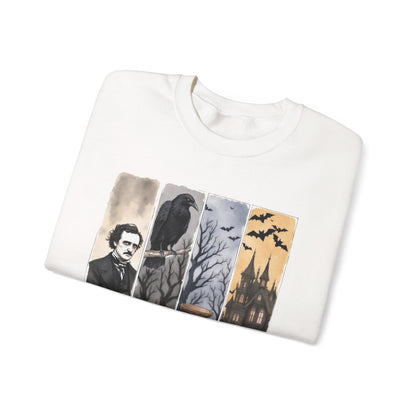 Edgar Allan Poe Sweatshirt The Raven Nevermore Gothic Horror Sweater Dark Academia Macabre Halloween Gift for Book Lovers Birthday Christmas Sweatshirt Printify