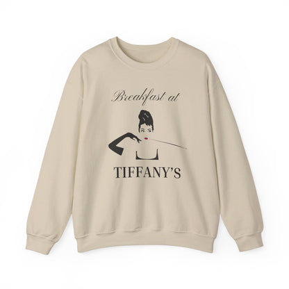 Breakfast at Tiffany's T & Co Sweatshirt , Classic Audrey Crew, Girls Brunching Weekend Sweater, Women's Shirt, Truman Capote Fan Gift Sweatshirt Printify S Sand 