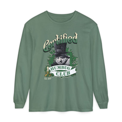 A Christmas Carol Long Sleeve T-Shirt | Vintage Humor Tee Certified Humbug Club Unisex Gift Gag Holiday Apparel Casual Outfit Long-sleeve Printify Light Green S