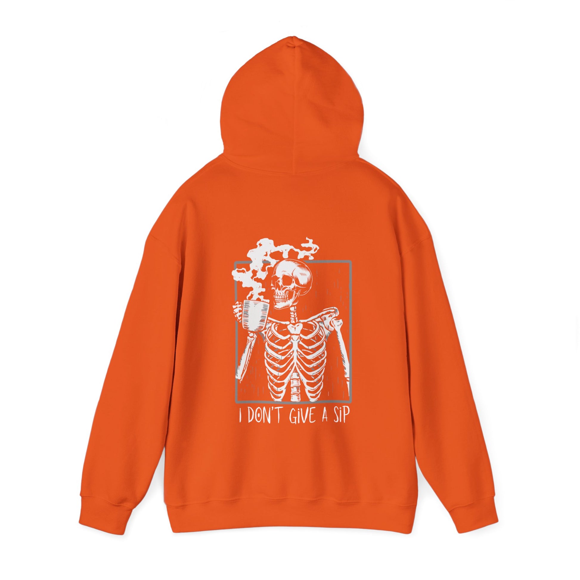 Halloween Skeleton Hoodie, Funny Coffee Drinking Skeleton, Spooky Season Sweater, Trick or Treating Shirt, Warm Halloween Party Hoodie Hoodie Printify   