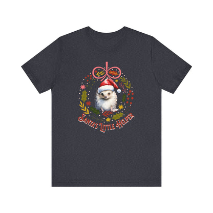 HedgeHog Christmas Shirt Cute Santa's Little Helper T-Shirt, Hedgehog Lover Gift, Merry Christmas Shirt, Country Christmas Animal Lover Gift T-Shirt Printify Heather Navy XS 