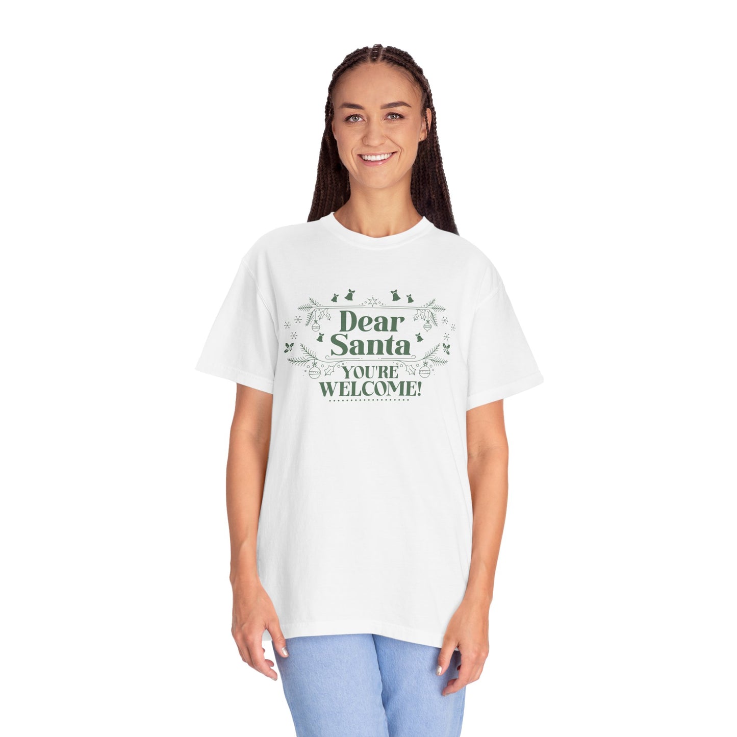 She Made Me Do It, You're Welcome Christmas T-Shirt, Funny Holiday Gift, Dear Santa Tee, Unisex Casual Wear, Festive Apparel T-Shirt Printify