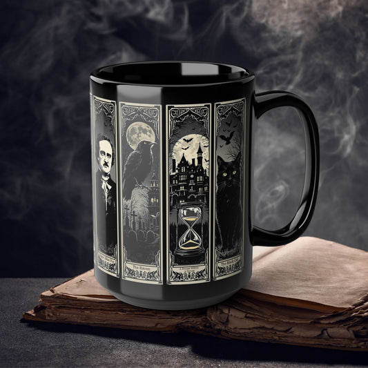 Edgar Allan Poe Mug Gothic Literary Gift For Book Lover Dark Academia Macabre Fall Coffee Cup Halloween Poetember Party Gift For Bookclub Mug Printify 15oz