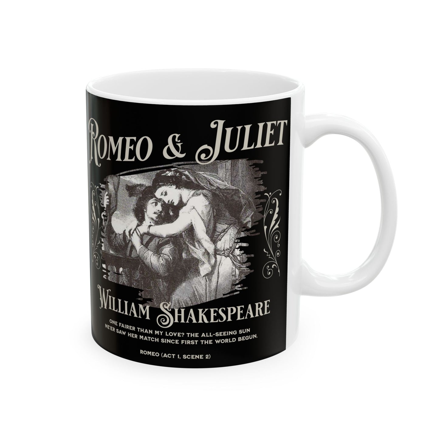 Romeo & Juliet Coffee Mug William Shakespeare Fan Gift For Theatre Lovers Dark Academia Gift Bookish Merch Playwrite Actor Gift For Birthday Mug Printify   