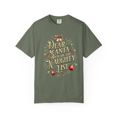 I'm On The Naughty List Christmas T-Shirt, Funny Holiday Gift, Dear Santa I'm the Reason Why Tee, Unisex Casual Wear, Festive Apparel T-Shirt Printify Moss S