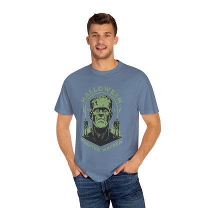 Vintage Halloween Frankenstein Monster Graphic Tee, Creepy Spooky Book Lover Gift, Horror Movie, Fall Festival Party Comfort Colors T Shirt. T-Shirt Printify   