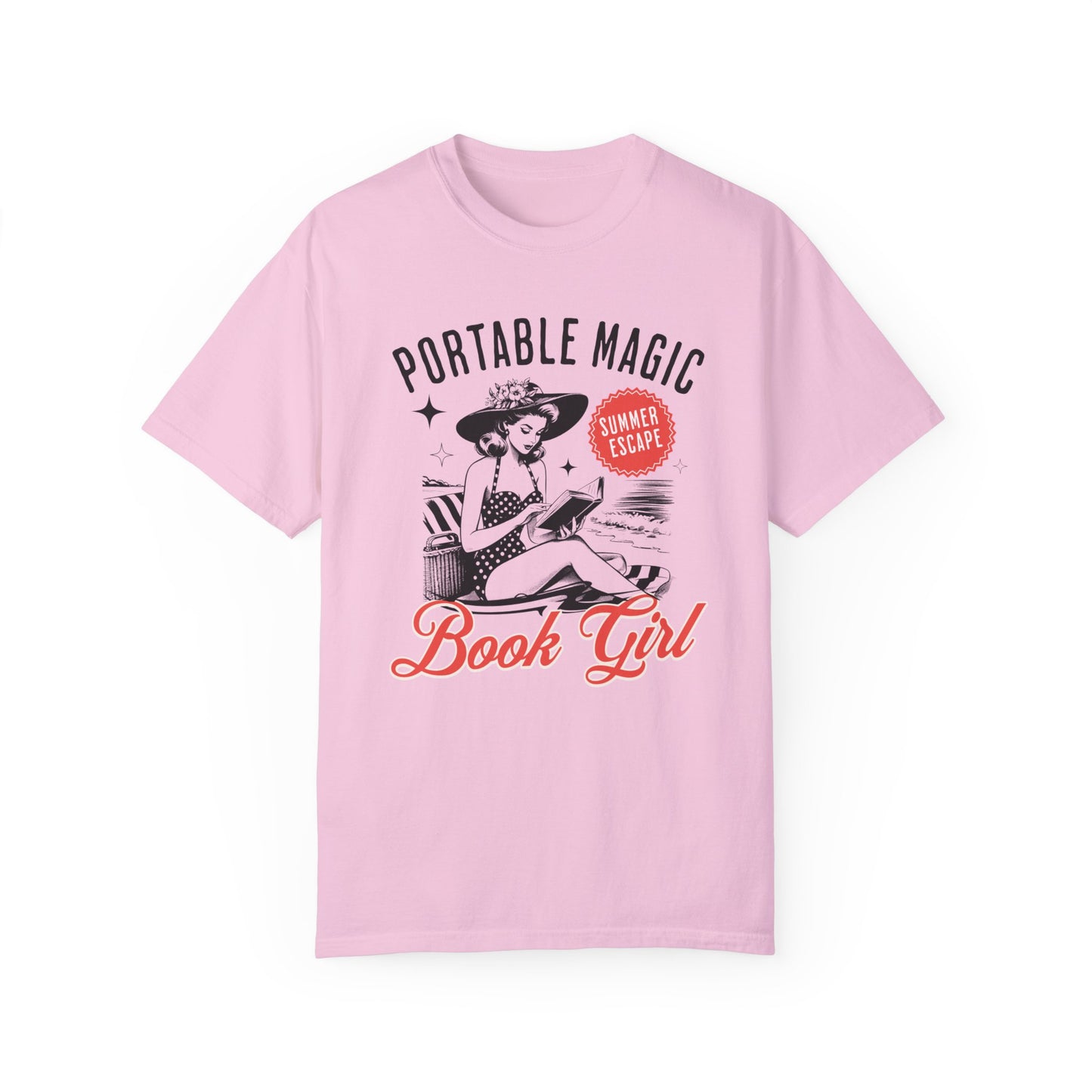 Portable Magic Book TShirt Retro Book Girl Summer Shirt Reader Lover Beach Bookish Gift For Vacation Romance Fantasy Reader Book Club Gifts T-Shirt Printify   