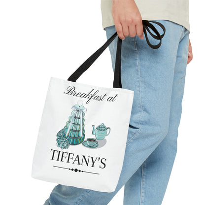 NEW Breakfast at Tiffany's Tote Bag, Classic Audrey Crew Girls Brunching Shopping Weekend Tote, Book, Library, Grocery, Vacation Travel Bag Bags Printify   