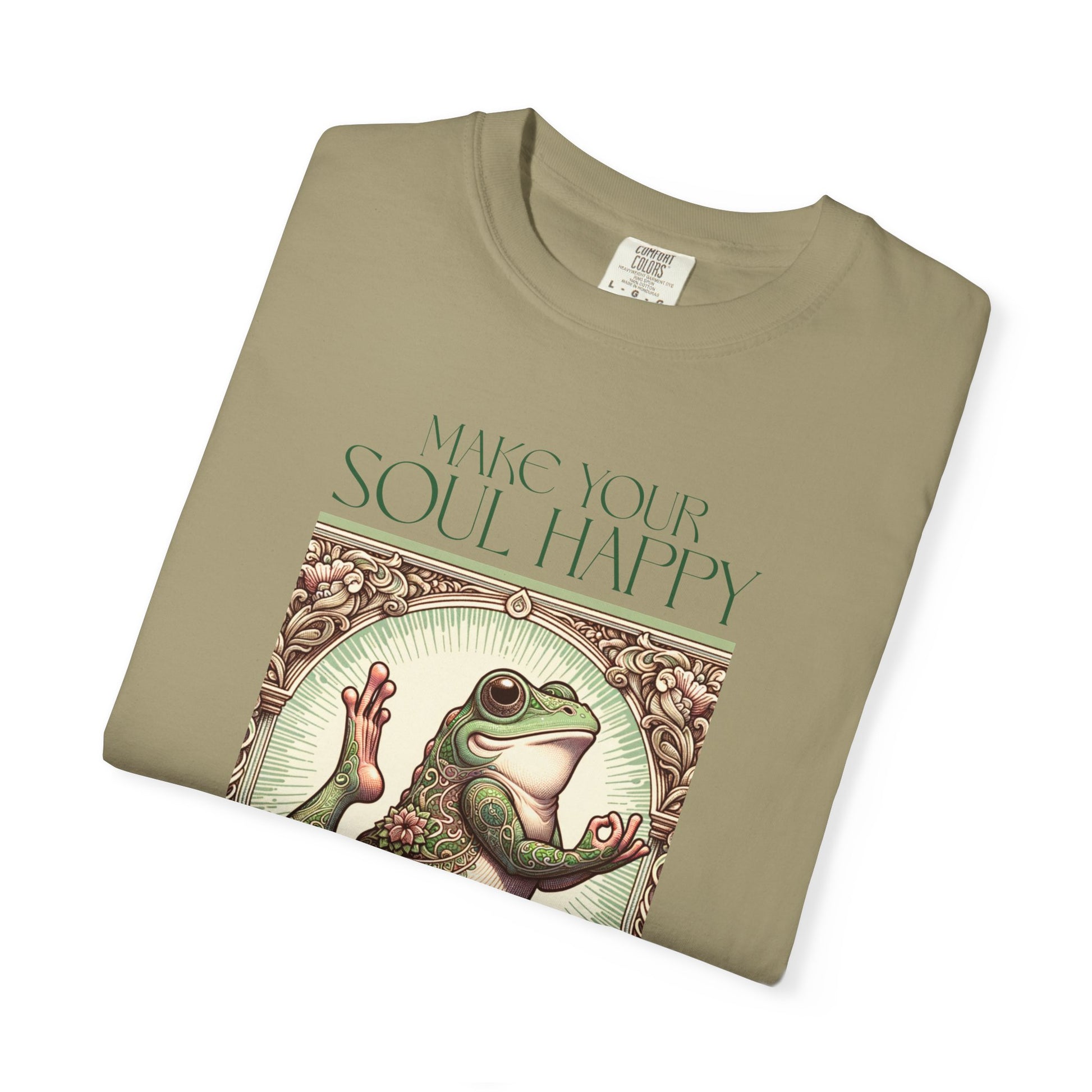 Green Yoga Frog Make Your Soul Happy Unisex T-Shirt, Casual Wear, Highlander Fan Gift, T-Shirt Printify