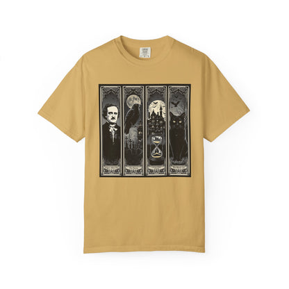 Edgar Allan Poe T-Shirt Gothic Graphic Tee The Raven Nevermore Quote Horror Literature Shirt Dark Academia Aesthetic Halloween Party Gift T-Shirt Printify Mustard S
