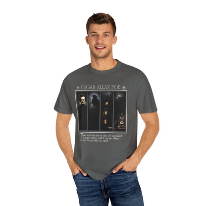 Edgar Allan Poe T-Shirt Gothic Graphic Tee The Raven Nevermore Quote Horror Literature Shirt Dark Academia Aesthetic Halloween Party Gift