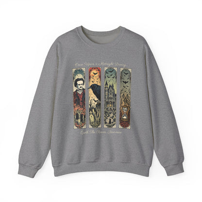 Edgar Allan Poe Sweatshirt The Raven Nevermore Gothic Horror Sweater Dark Academia Macabre Halloween Gift for Book Lovers Birthday Christmas Sweatshirt Printify Graphite Heather S