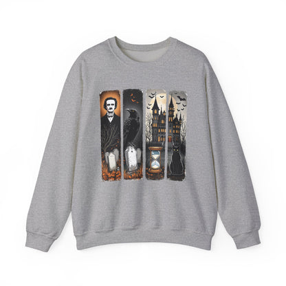 Edgar Allan Poe Sweatshirt The Raven Nevermore Gothic Horror Sweater Dark Academia Macabre Halloween Gift for Book Lovers Birthday Christmas Sweatshirt Printify Sport Grey S
