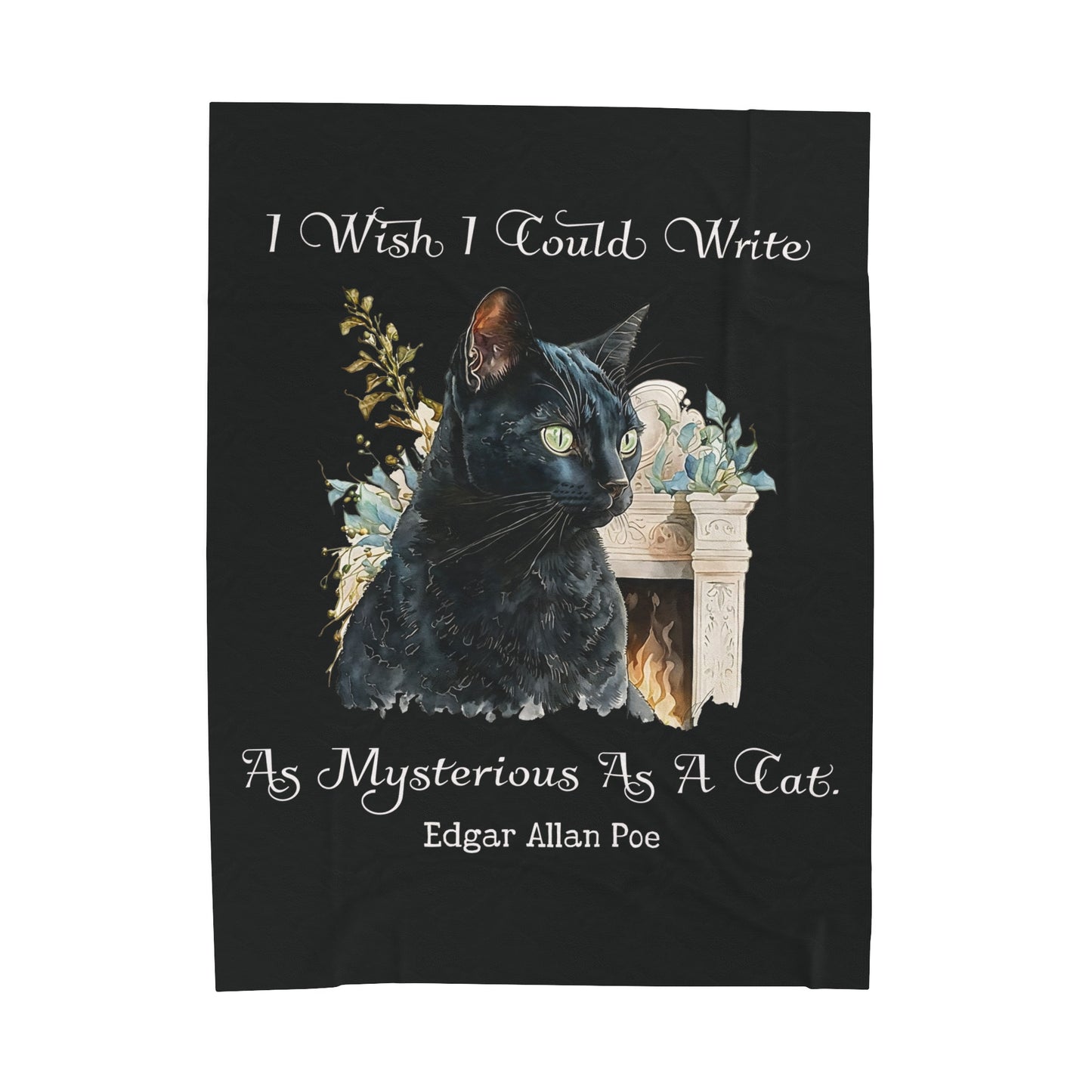 Edgar Allan Poe, The Black Cat Throw Blanket, Soft Book Lover Reading Blanket, Gothic Dark Academia, Horror Movie Watching Plush, Fairycore All Over Prints Printify 60" × 80"  