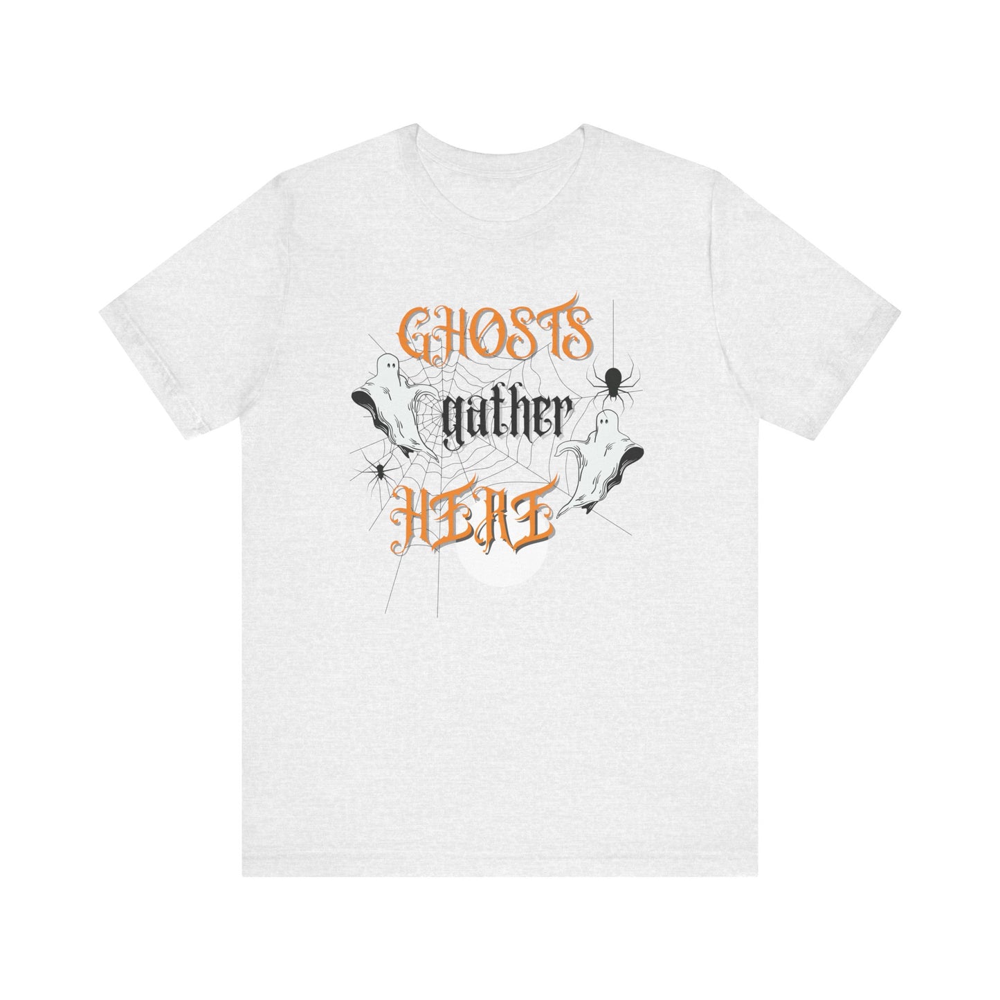 Halloween Ghosts and Spiders & TShirt, Spooky Season Tee,  Trick or Treating Shirt, Halloween Party T-Shirt, Creepy Autumn Style T Shirt T-Shirt Printify Ash XS 