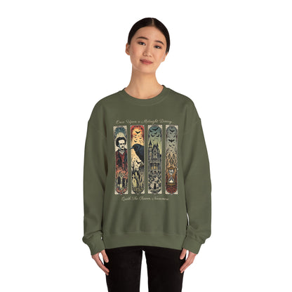 Edgar Allan Poe Sweatshirt The Raven Nevermore Gothic Horror Sweater Dark Academia Macabre Halloween Gift for Book Lovers Birthday Christmas
